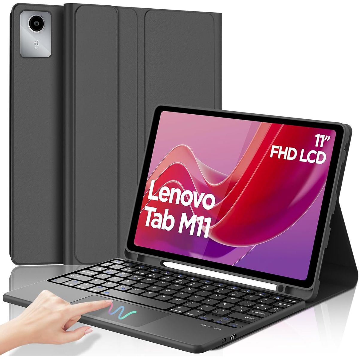 GENERICO - Funda Con Teclado Bluetooth Touchpad para Lenovo M11  K11 - NEGRO