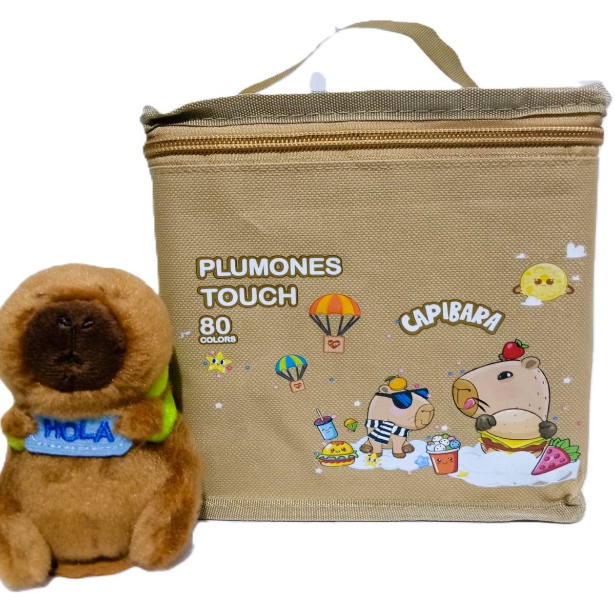 GENERICO - Plumones Touch 80 piezas + Capibara Imantado - Marron