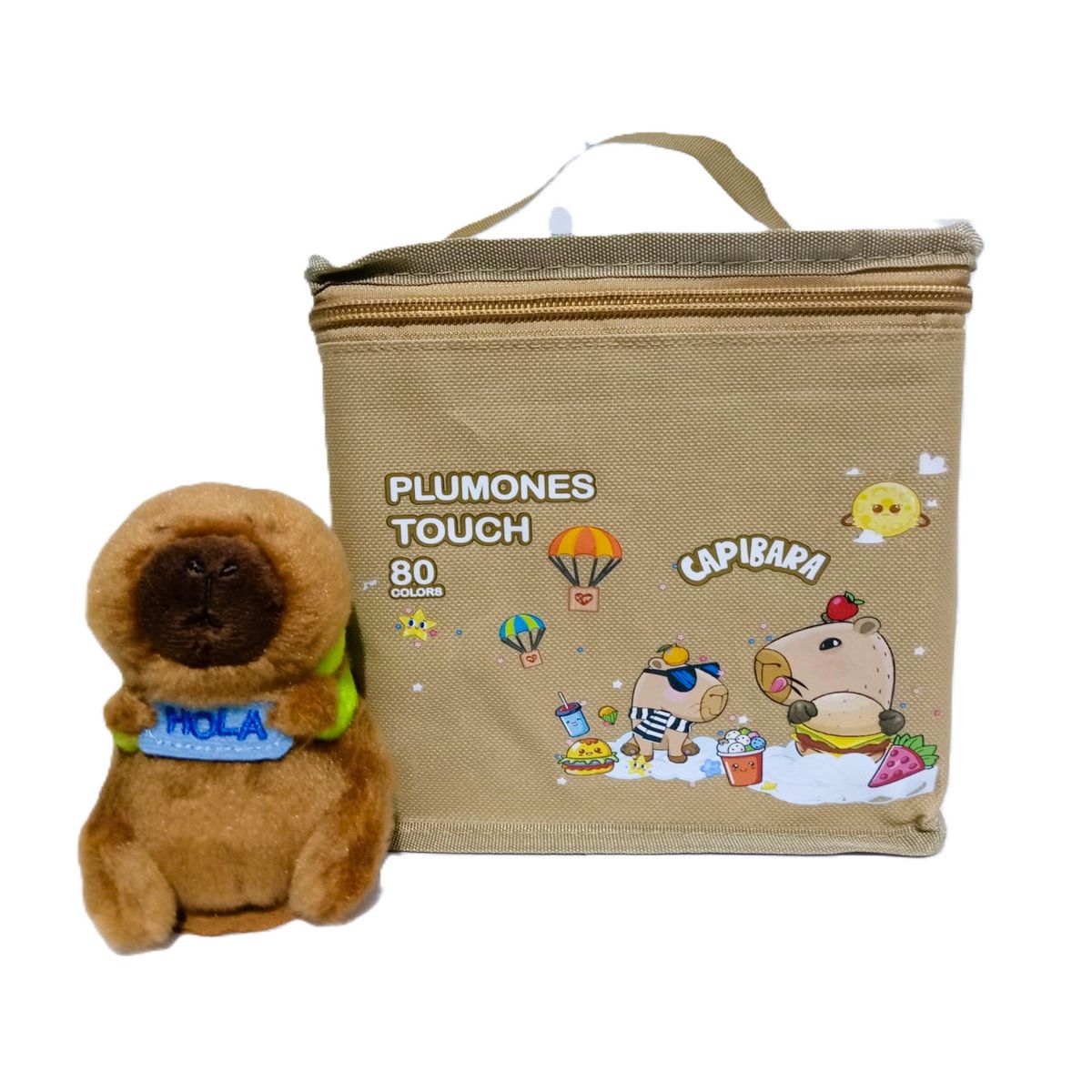 GENERICO - Plumones Touch 80 piezas + Capibara Imantado - Marron