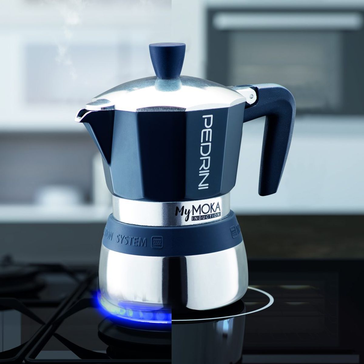 PEDRINI - Cafetera Moka induccion Azul x 6 tz Pedrini