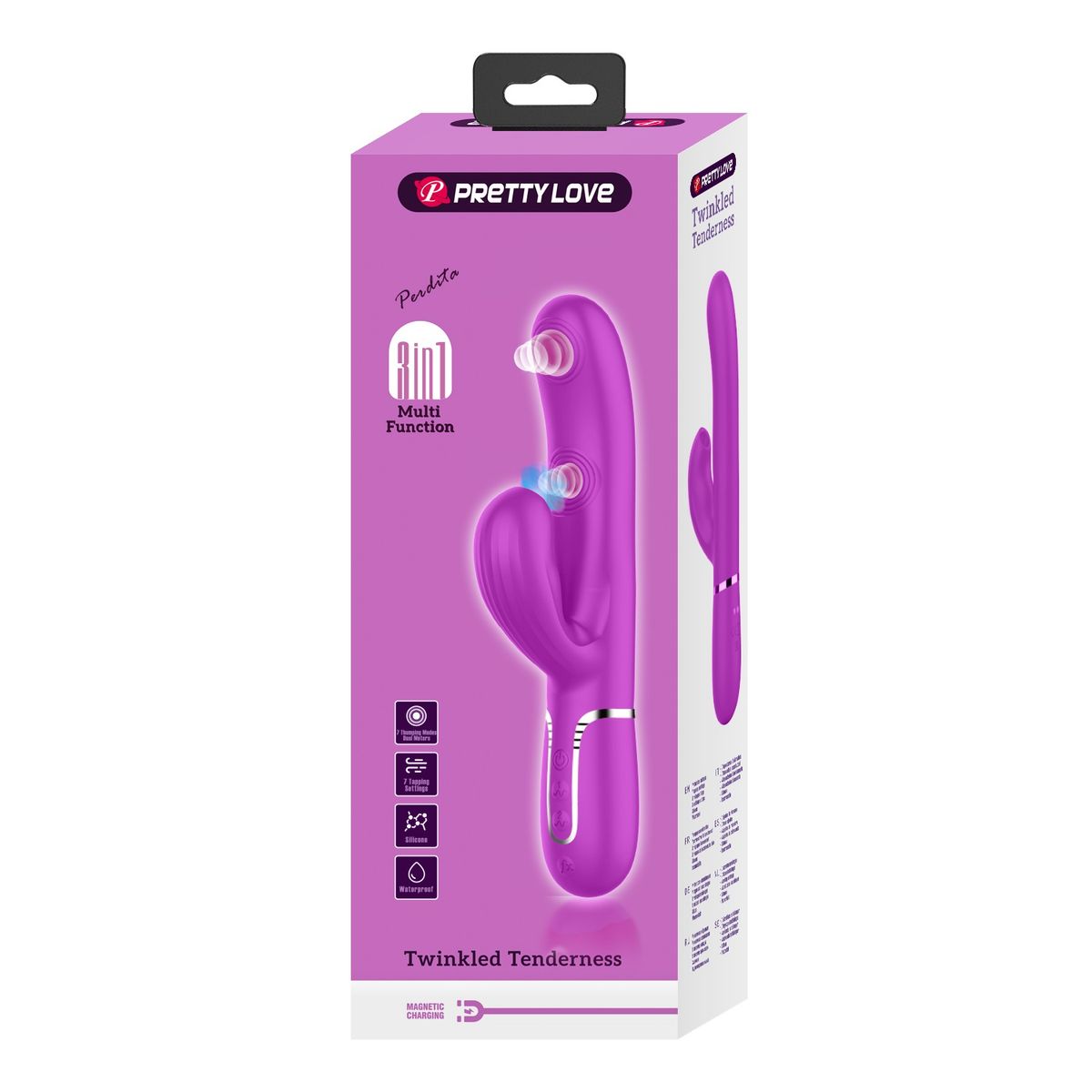 PRETTY LOVE - Vibrador Rabbit Sexual Femenino 3 en 1 Succionador y Pulsación Fucsia