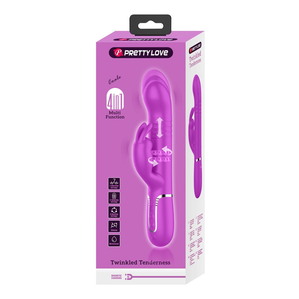 PRETTY LOVE - Vibrador Rabbit Sexual Femenino 4 en 1 Coale Masaje Punto G Fucsia