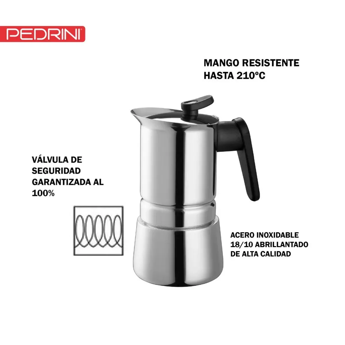 PEDRINI - Cafetera moka acero inoxidable x 2 tz Pedrini