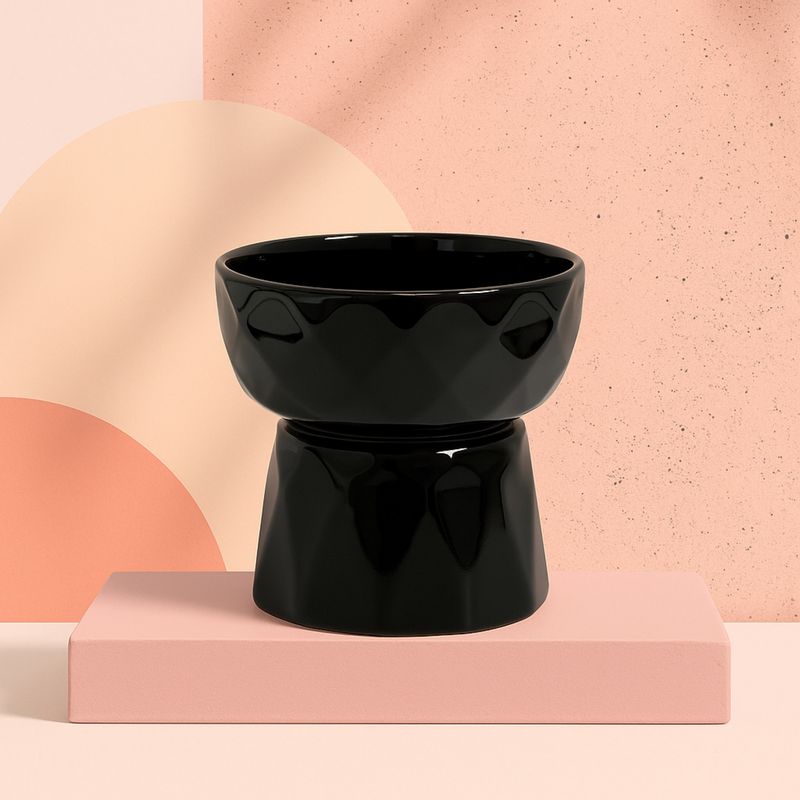 GENERICO - DiamantBowl Comedero Elevado con Diseño Geométrico