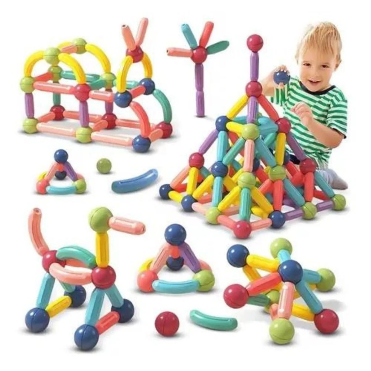 GENERICO - Juego De Bloques De Construccion Magneticos 164 Pcs Niños