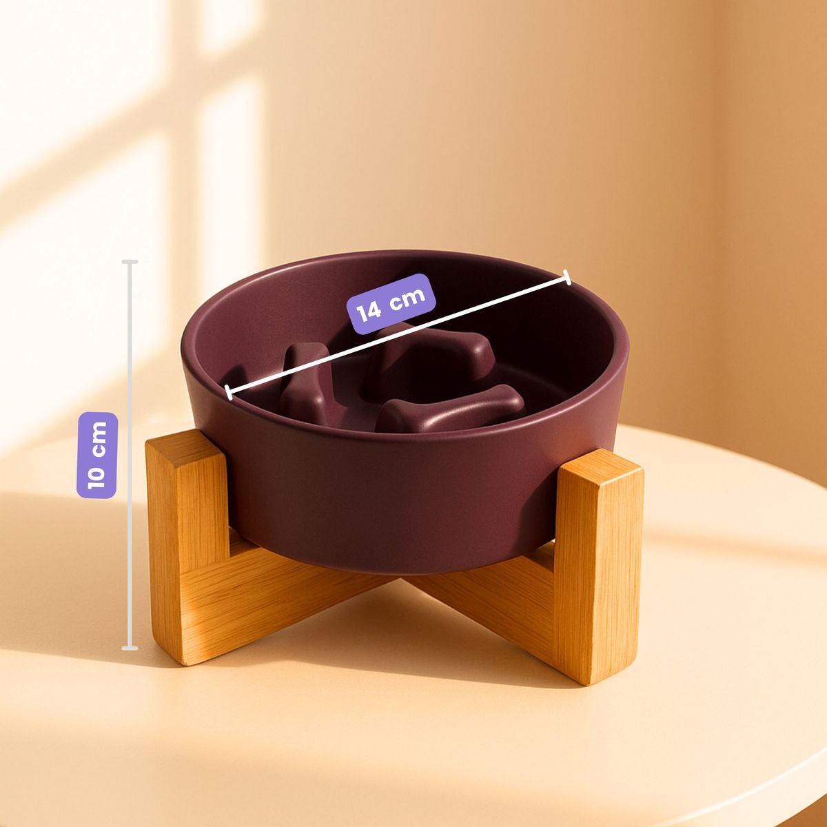 GENERICO - PetFeast Plato de Cerámica con Base de Madera para Mascotas