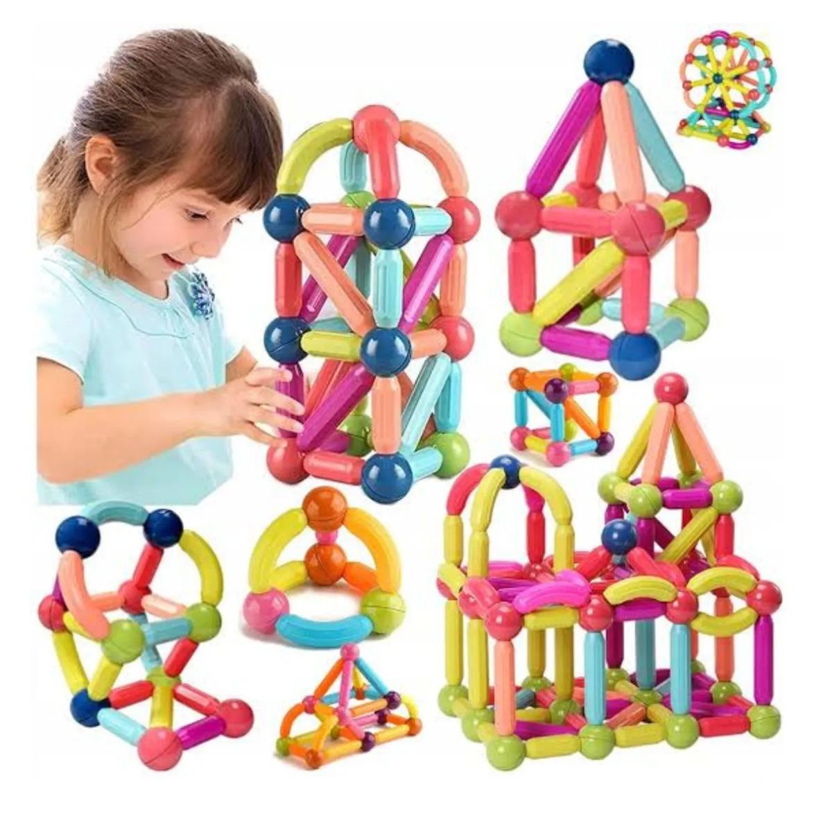 GENERICO - Juego De Bloques De Construccion Magneticos 164 Pcs Niños