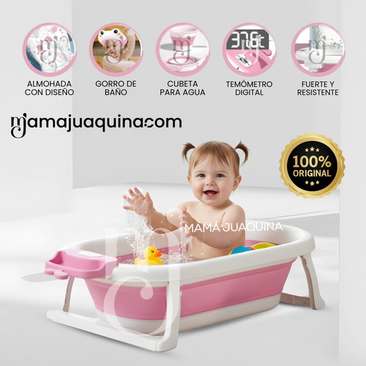 BABY - Bañera Plegable para Bebés «WALY MAUI» Pink