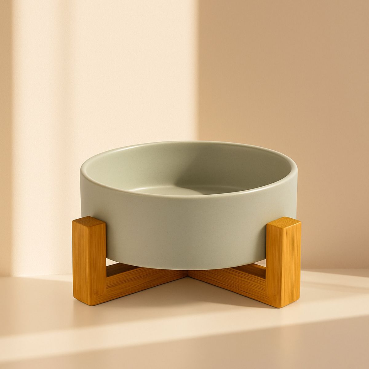 GENERICO - EcoPet Bowl Plato de Cerámica con Base de Madera