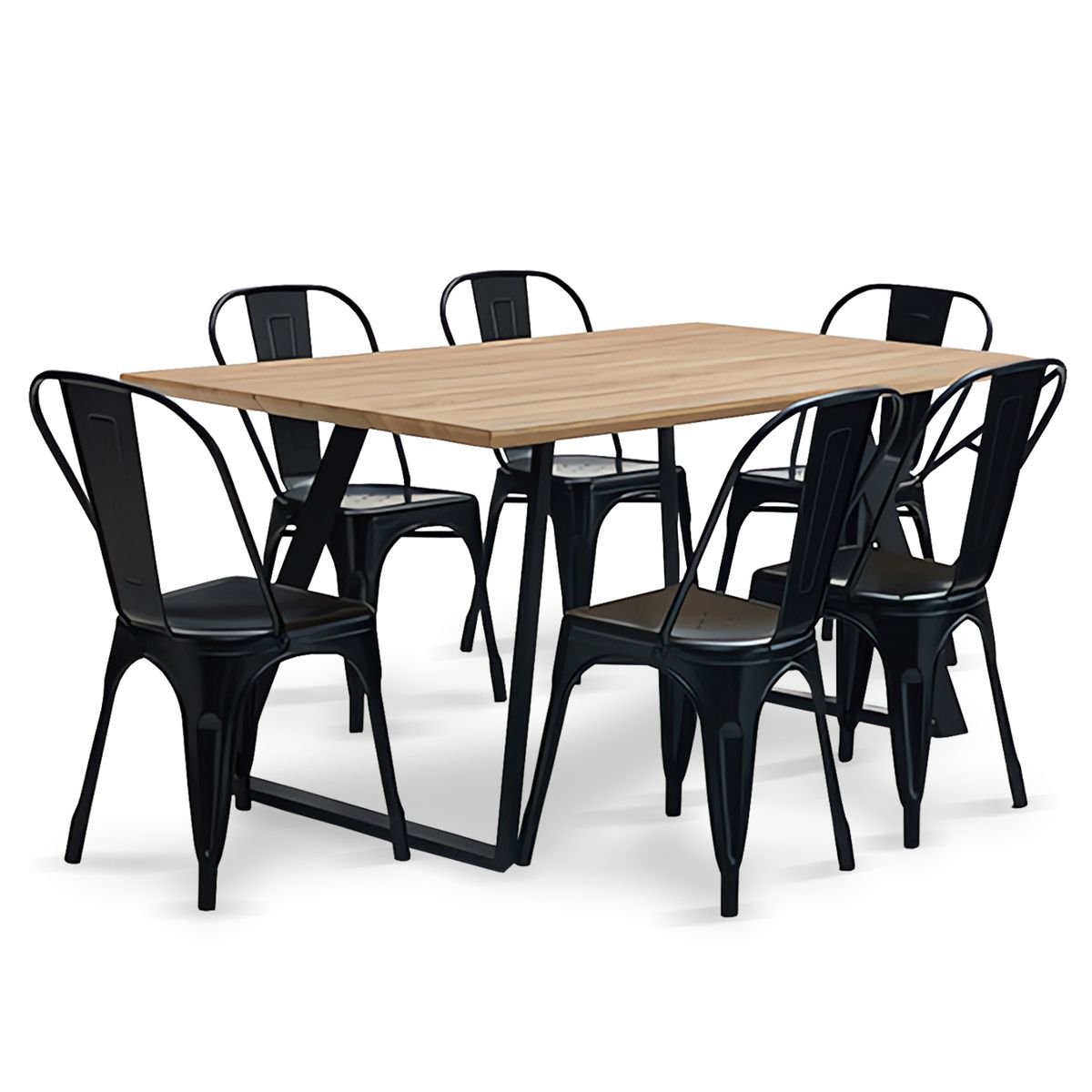 NOVAHUS - Comedor New York Mesa 75x80x150 6 Sillas Tolix Ind