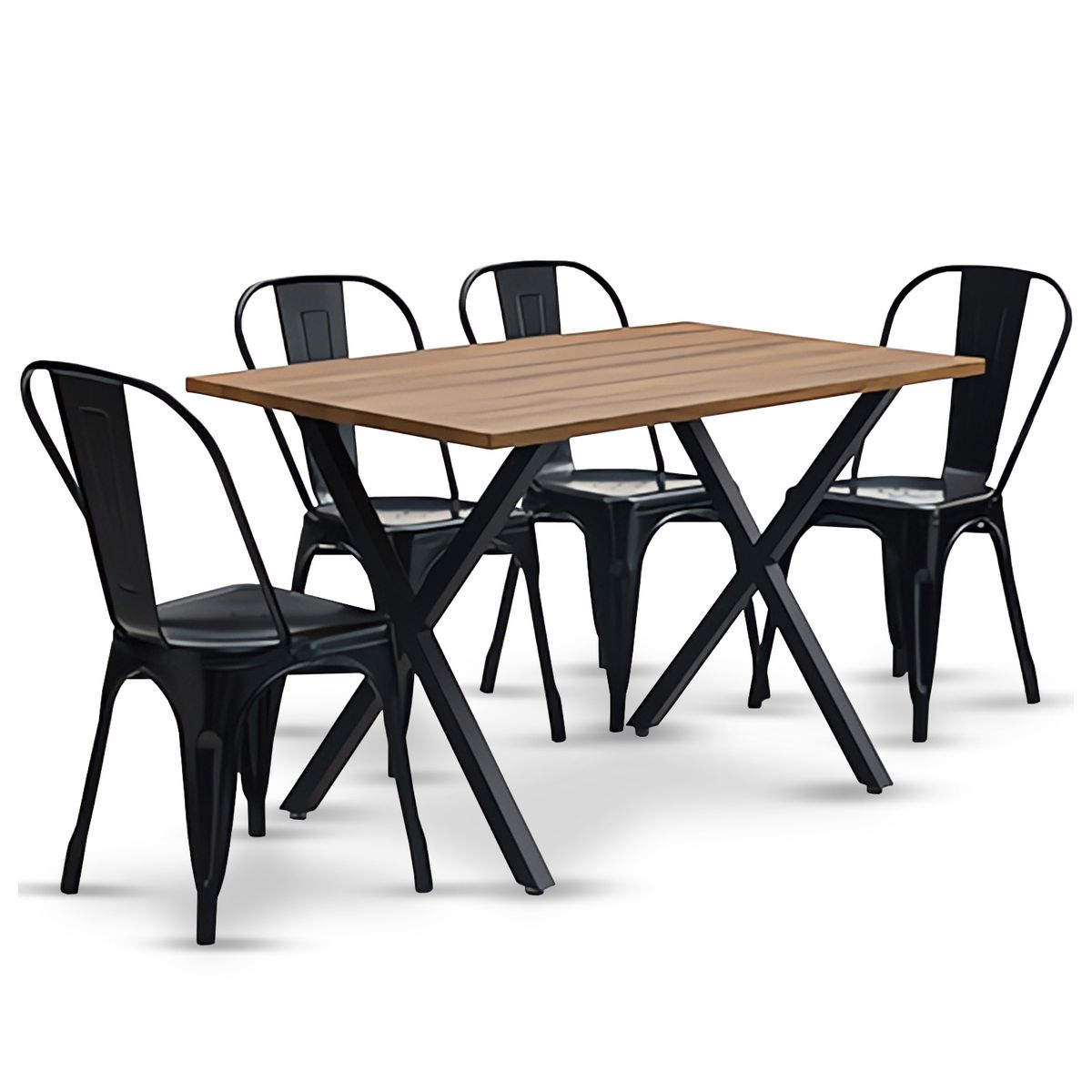 NOVAHUS - Comedor New Jersey 75x70x120 4 Sillas Tolix Industrial