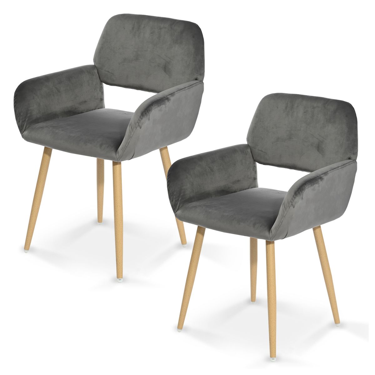 NOVAHUS - Pack 2 Sillas de Comedor Butaca Cromwell  Gris