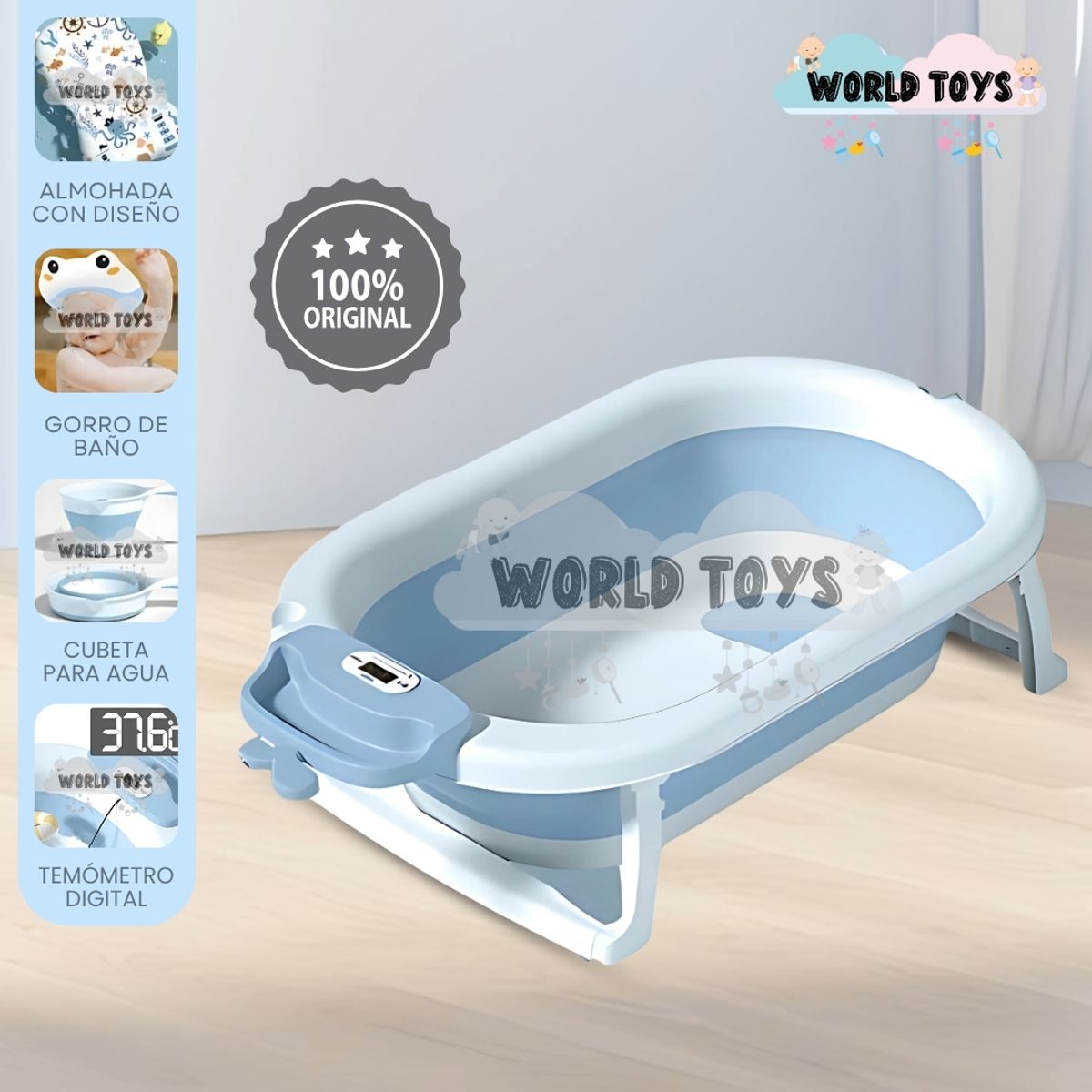 BABY - Bañera Plegable para Bebés «WALY MAUI» Blue