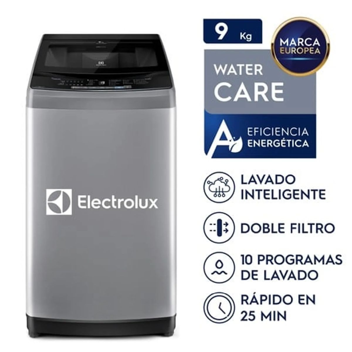 ELECTROLUX - LAVADORA 9KG PREMIUM CARE SILVER EWIW09F2USVG