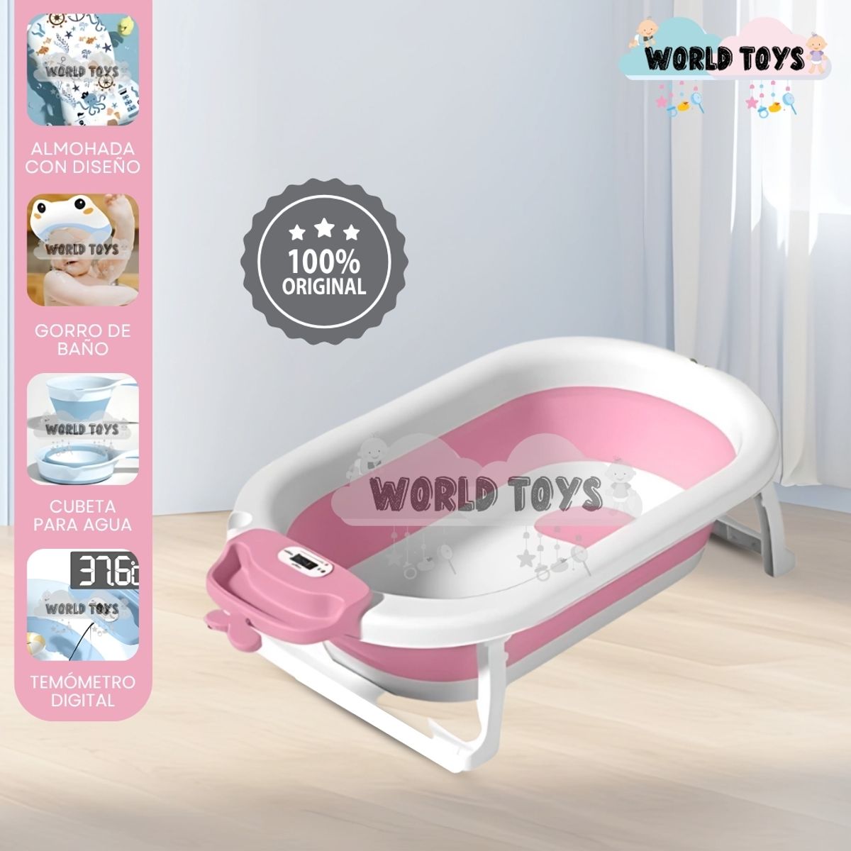 BABY - Bañera Plegable para Bebés «WALY MAUI» Pink
