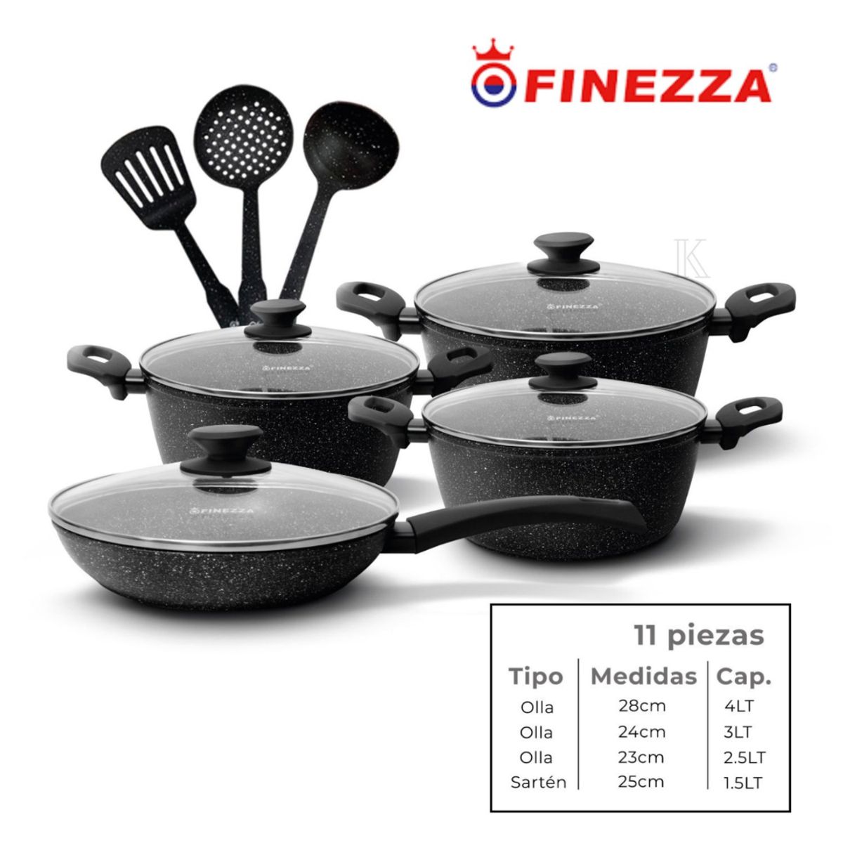 FINEZZA - JUEGO DE OLLAS ULTRAGRANITO 11 Pzas FINEZZA