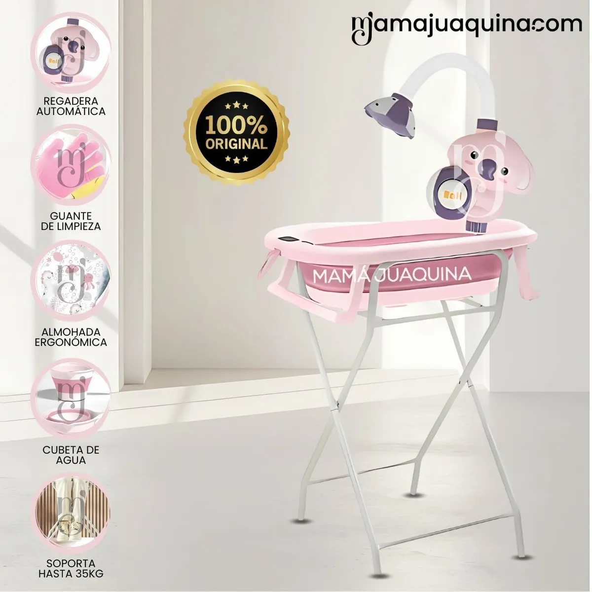 BABY - Bañera Plegable con Rack Multiuso «SPLASH PRO» Pink