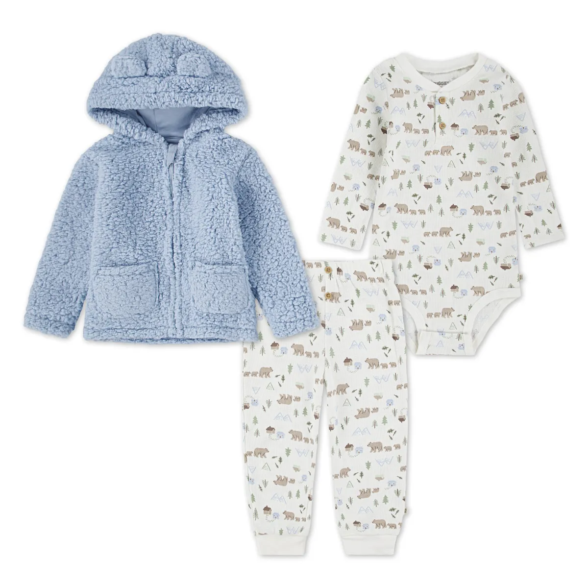 HUGGIES - Conjunto para Niño Bebé Sherpa JKT 3Set Huggies