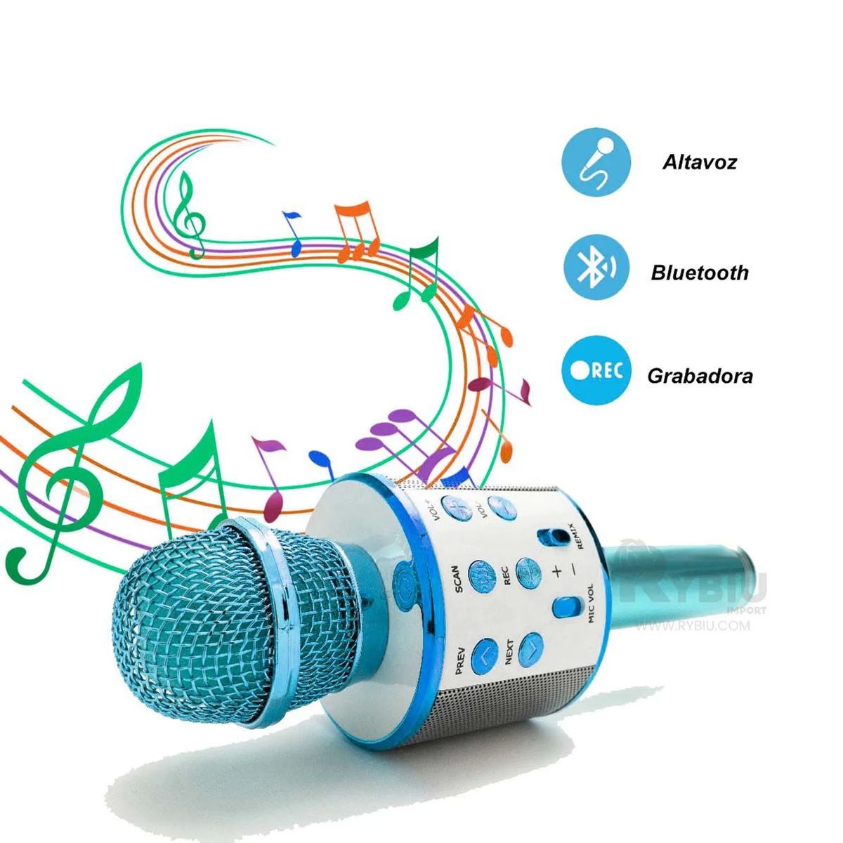 GENERICO - Micrófono Karaoke Inalámbrico Con Bluetooth Parlante-GENERICO