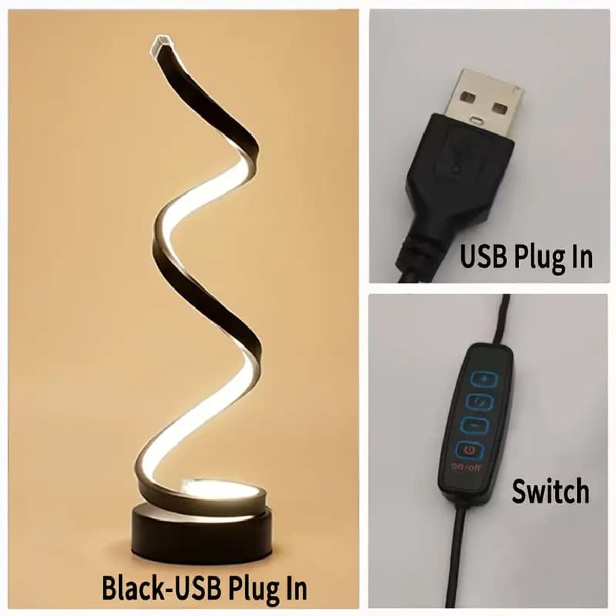 MEGIMPERU - Lámpara Decorativa LED en Forma de Espiral  Elegancia y Modernidad