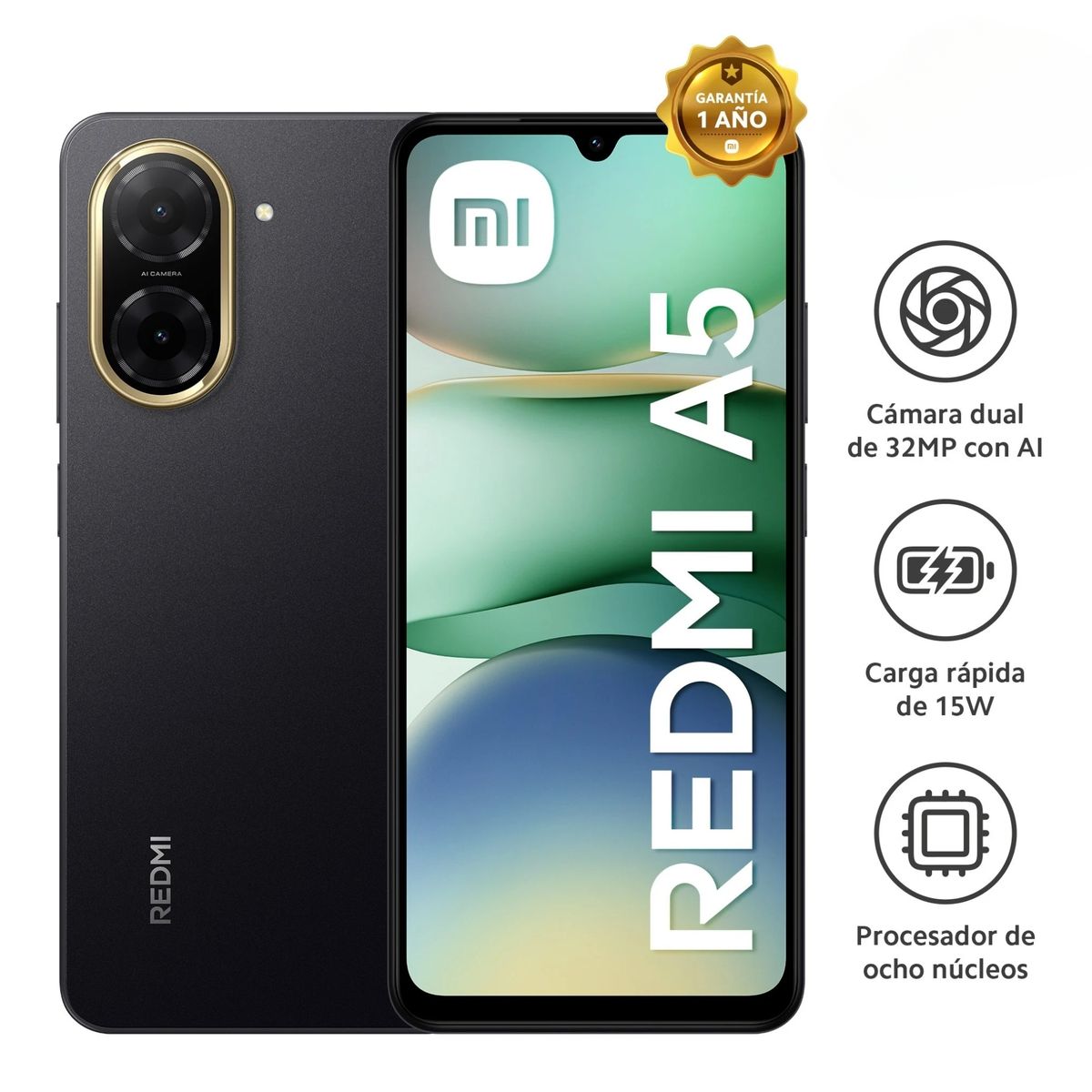 XIAOMI - Celular Xiaomi Redmi A5 Dual SIM 128GB Negro 4GB + 4GB RAM
