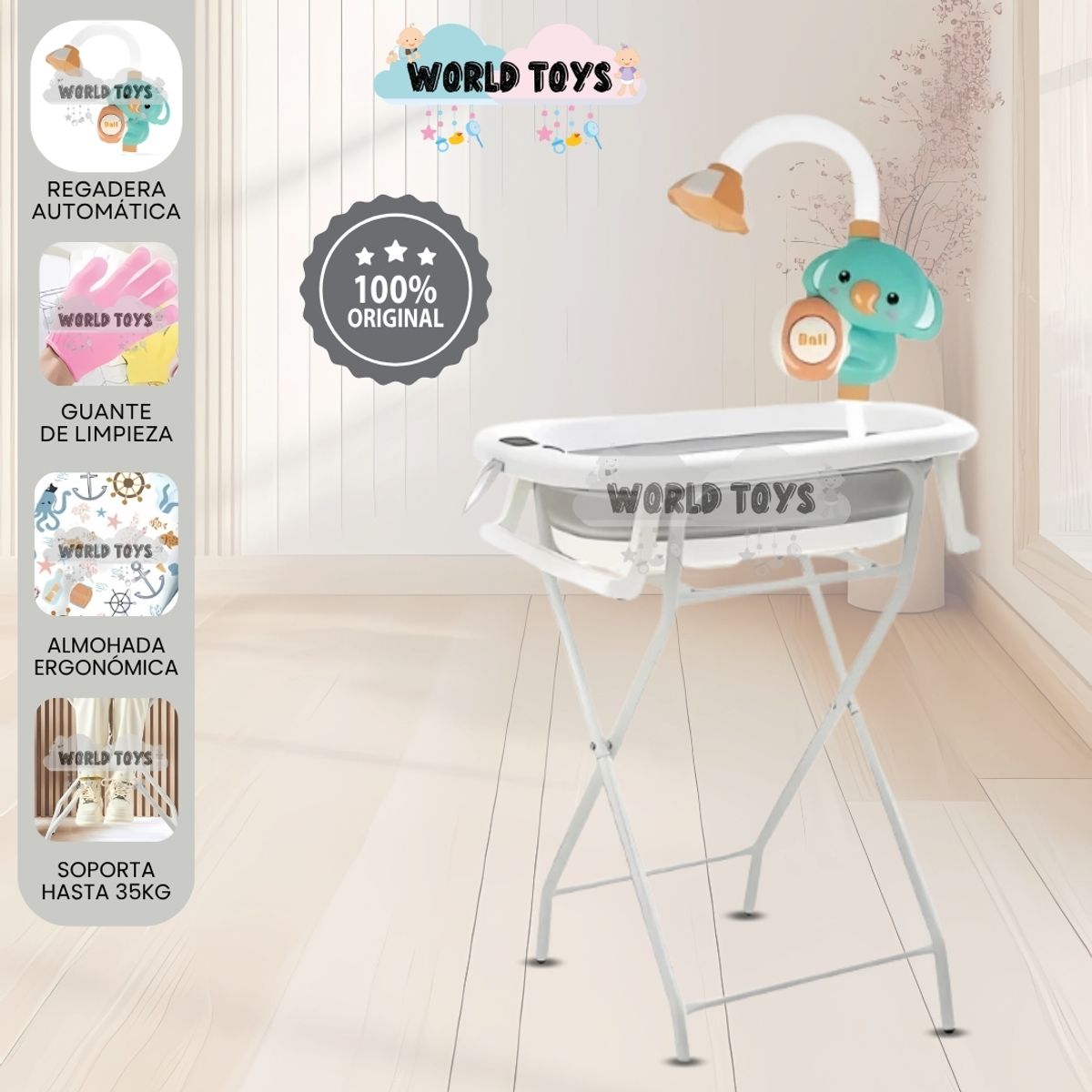BABY - Bañera Plegable con Rack Multiuso «SPLASH PRO» Gray