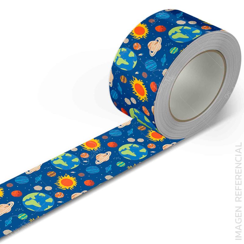 GENERICO - 5.9 mts de Cenefa Infantil Adhesiva Sistema Solar Aventura Espacial