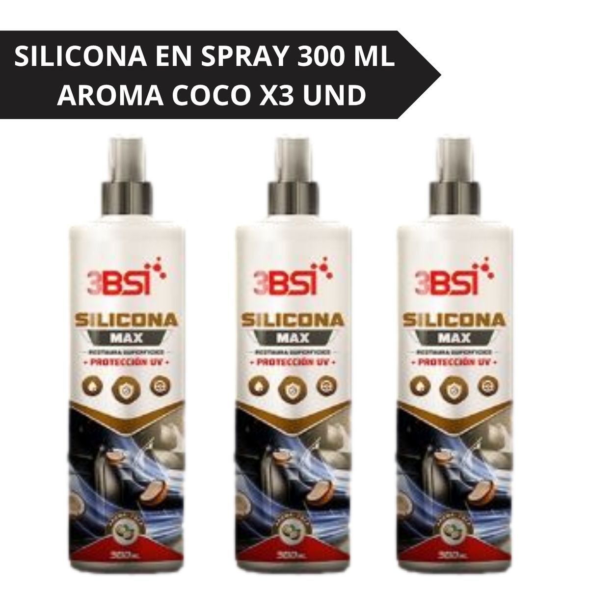 3BSI - SILICONA PROTECTOR UV AROMA COCO 300 ML X3 UND