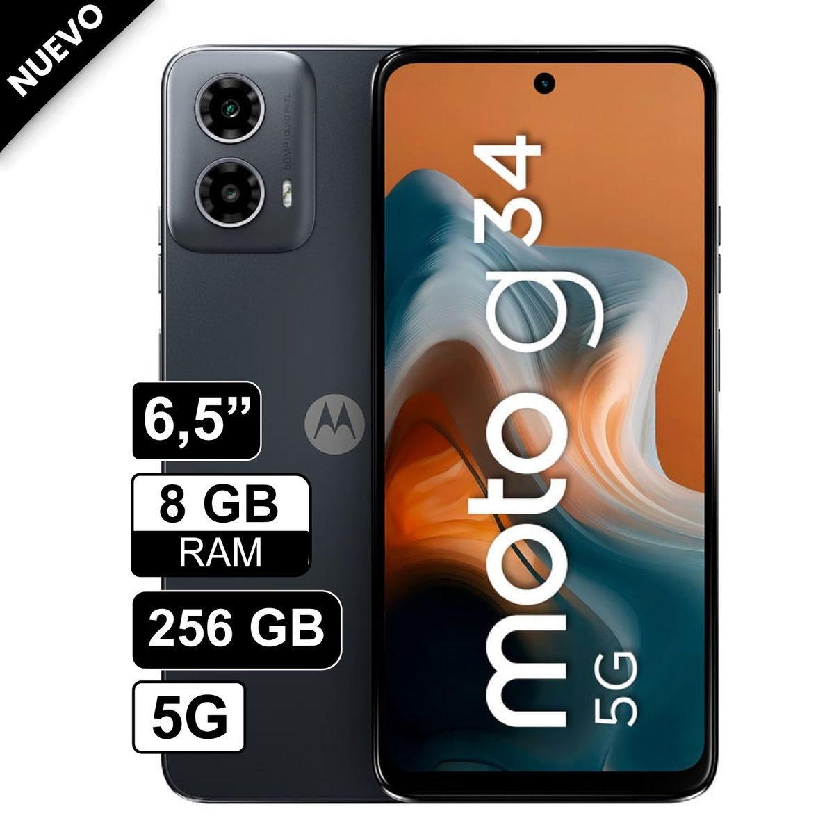MOTOROLA - Celular MOTOROLA G34 65 8GB Ram 256GB 50MP+2MP Negro
