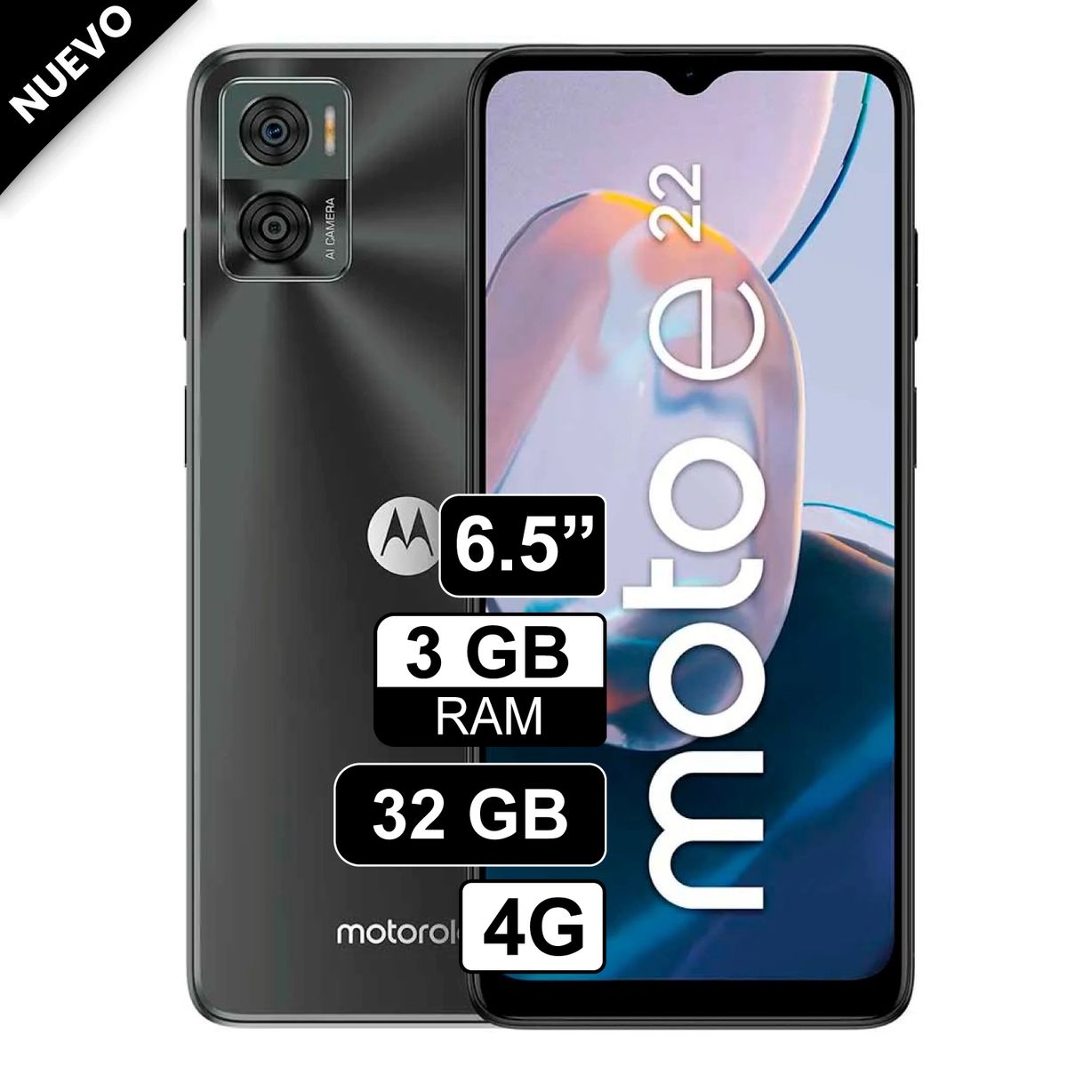 MOTOROLA - Celular Motorola E22 6.5" 3GB 32GB 16MP + 2 MP Gris