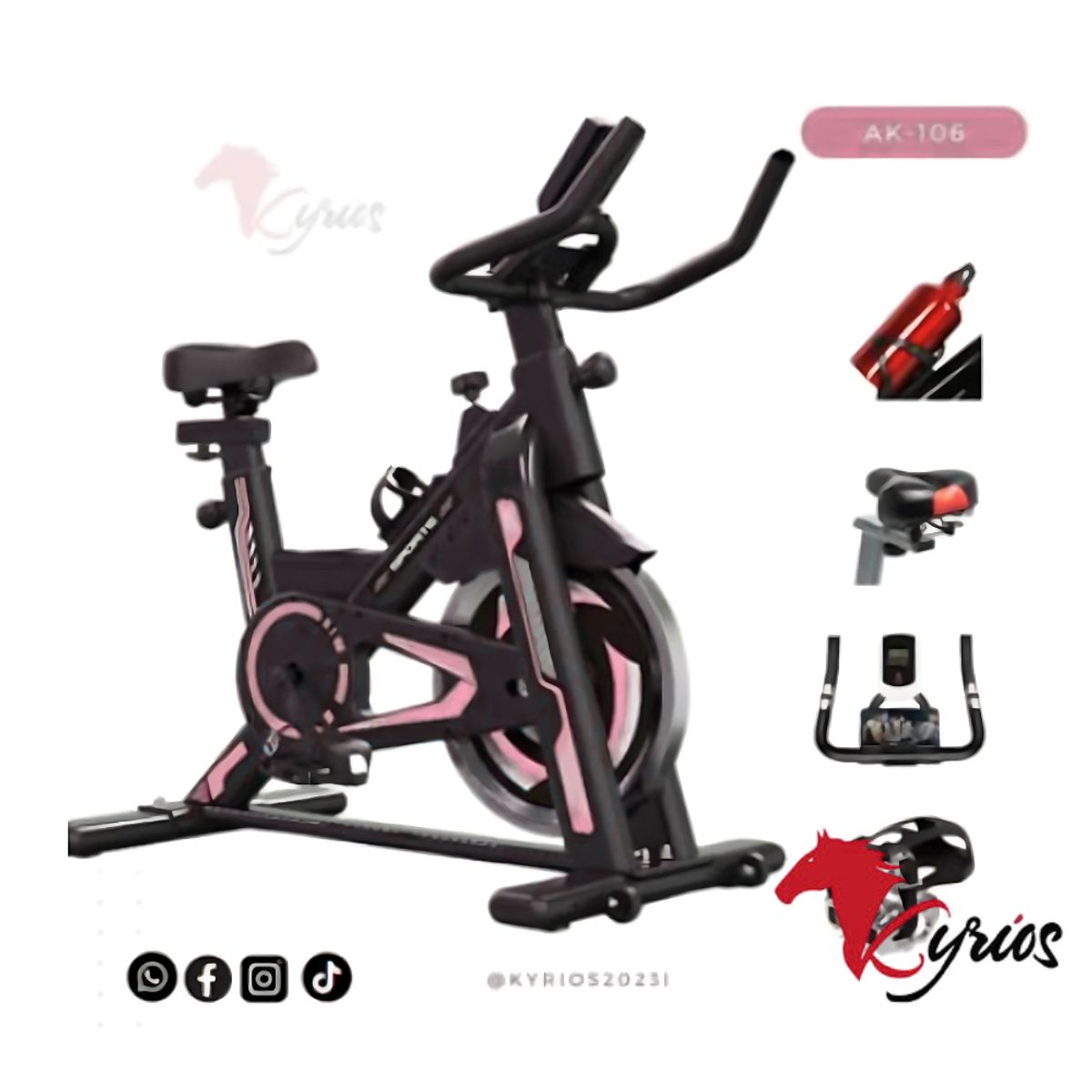 GENERICO - Spinning Bicicleta Estacionaria 12kg Color Rosado