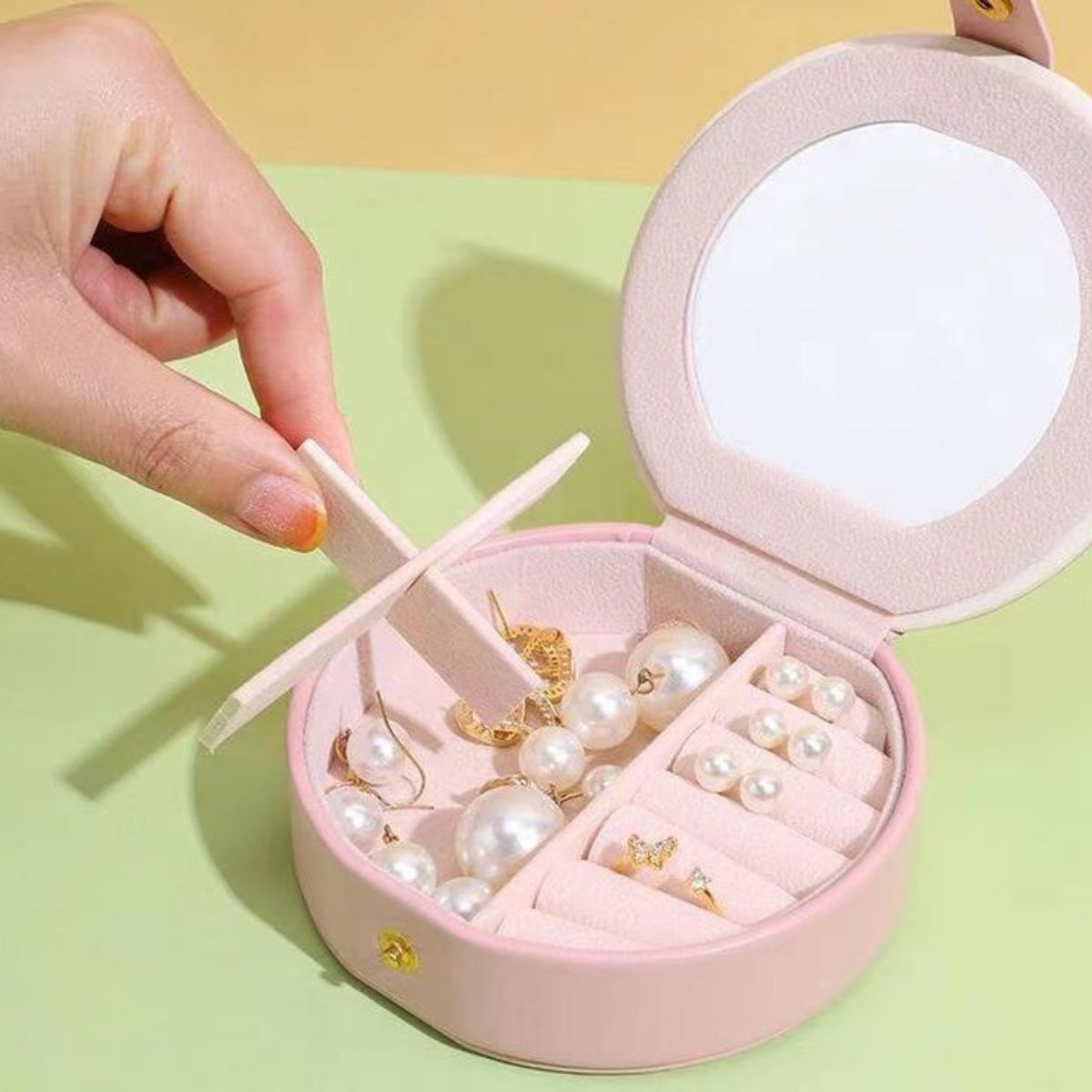 GENERICO - Pack de 2 Mini Organizador de Joyas de Viaje Portátil con Biocuero aleatorio