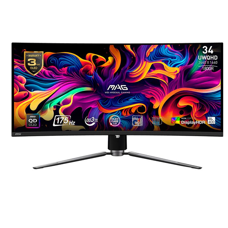 MSI - Monitor curvo gaming MSI MAG 341CQP QD-OLED 34 QD-OLED 1800R 175Hz