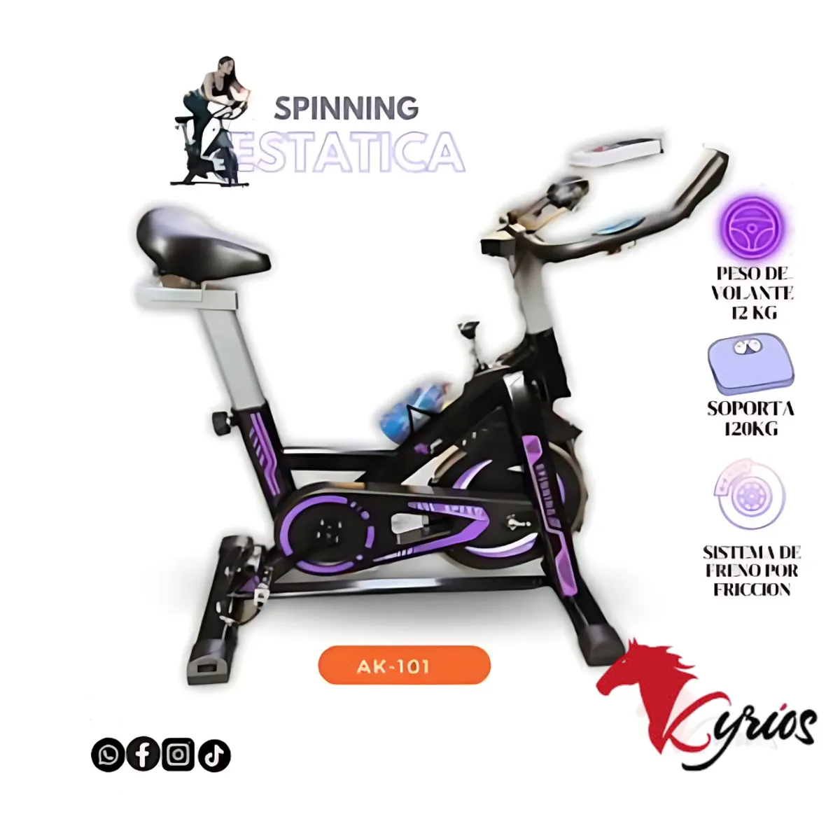 GENERICO - Spinning Bicicleta Estacionaria 12kg Color Violeta