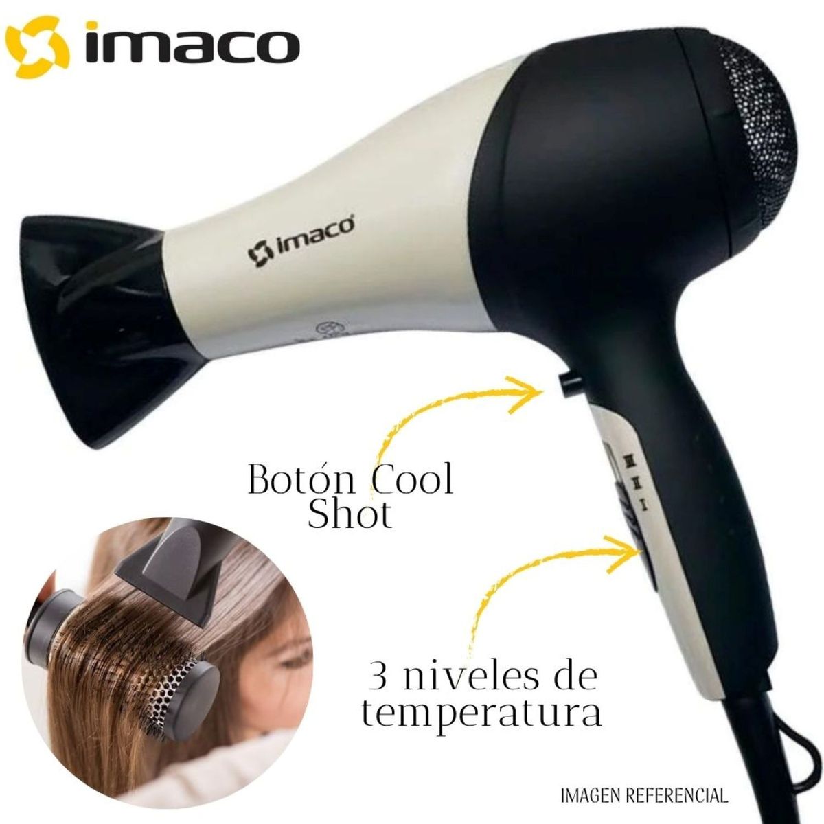 IMACO - Secadora de cabello 1800w hd1850 imaco