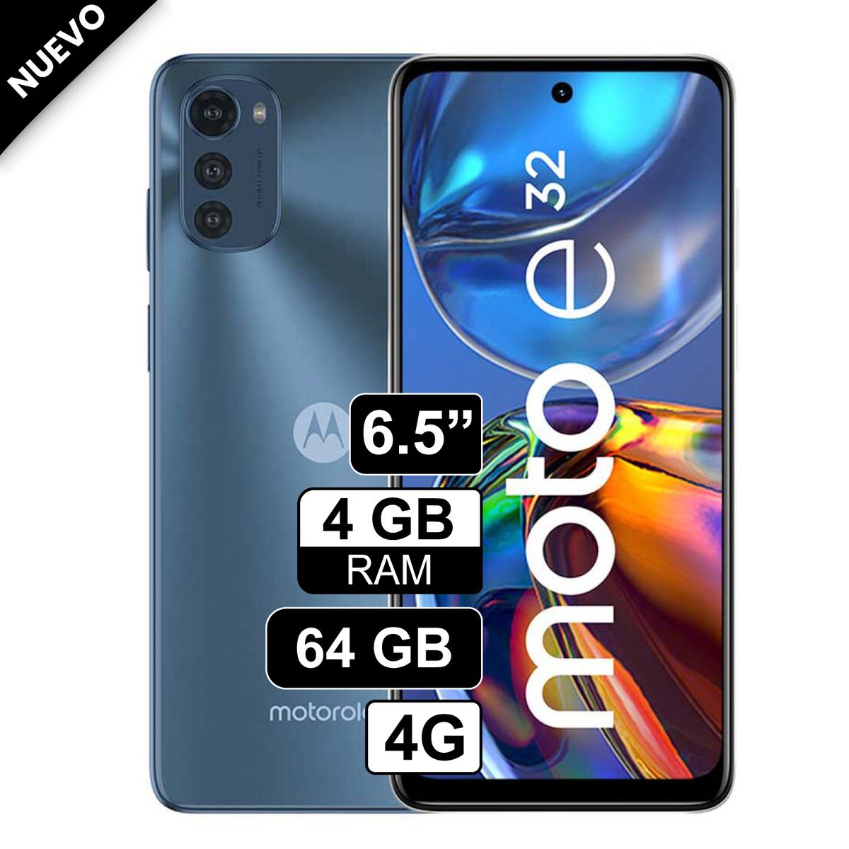 MOTOROLA - Celular Motorola E32 6.5" 4GB RAM 64GB 16MP + 2 MP Azul