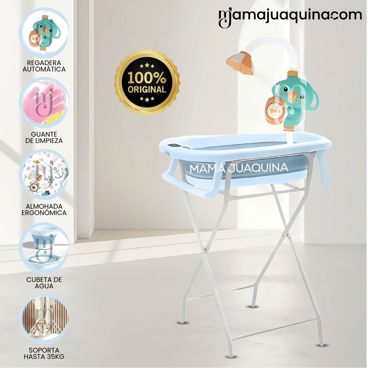 BABY - Bañera Plegable con Rack Multiuso «SPLASH PRO» Blue