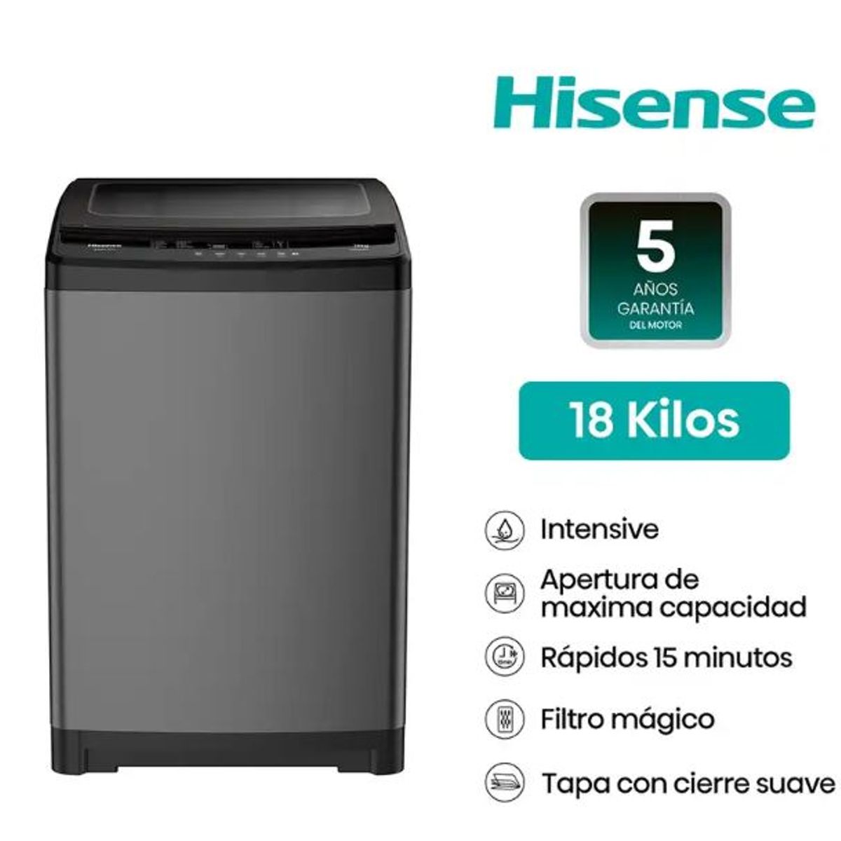 HISENSE - Lavadora 18kg carga superior WT3W1823UT Hisense