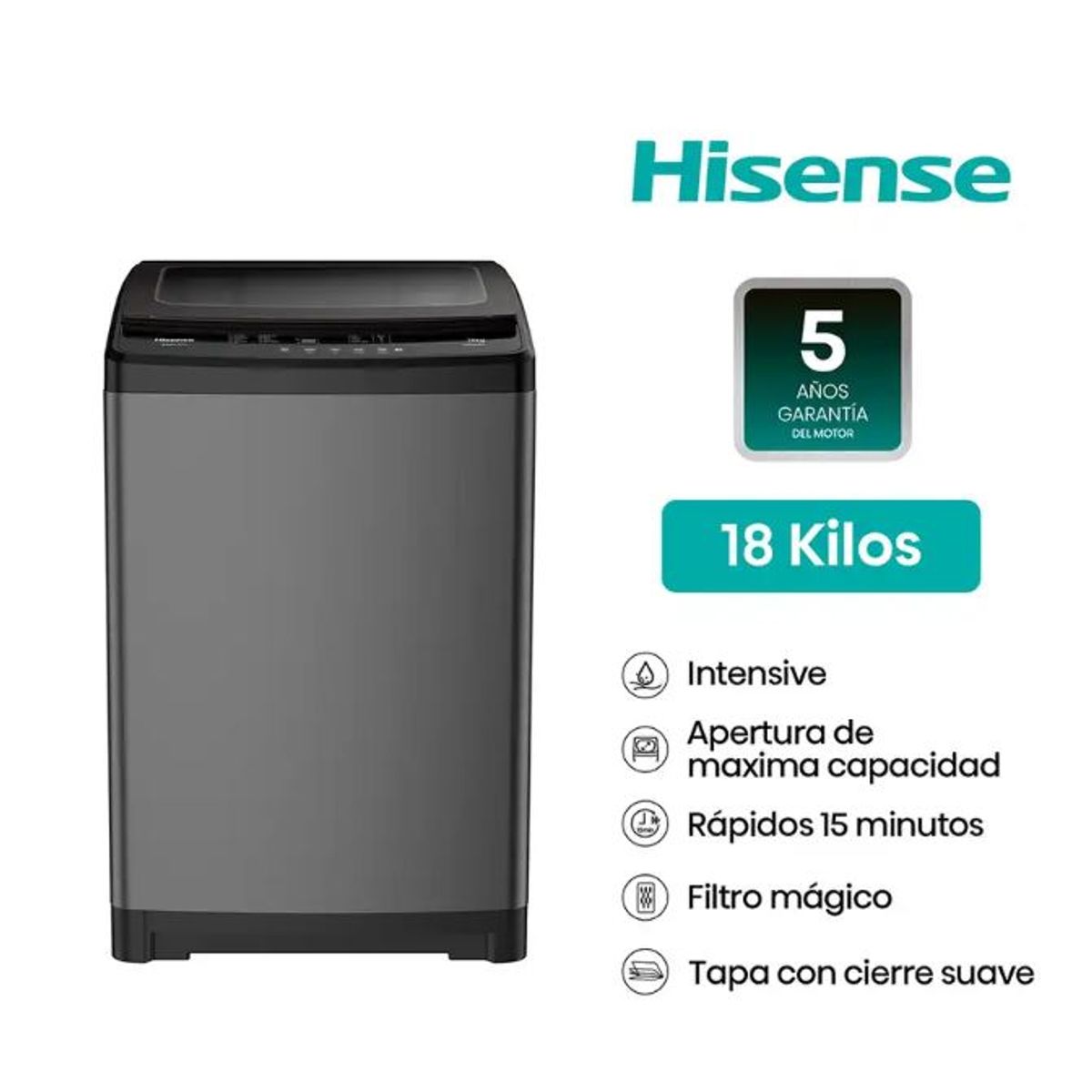 HISENSE - Lavadora 18kg carga superior WT3W1823UT Hisense