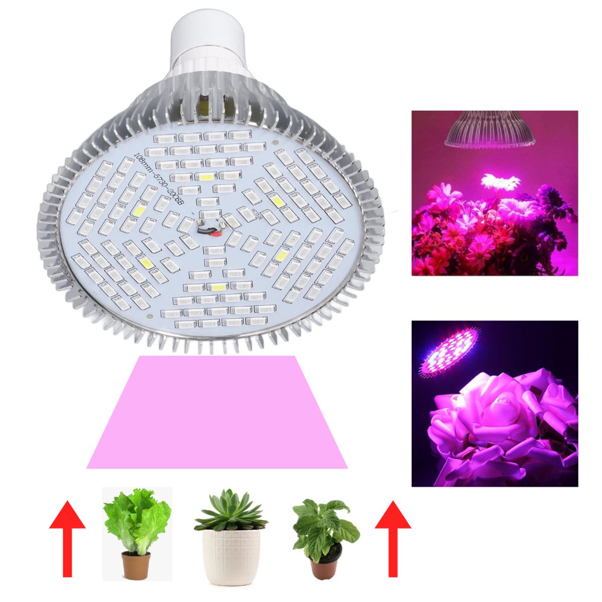 GENERICO - FOCO LED PARA PLANTAS DE ESPECTRO COMPLETO 80W 100 LEDS