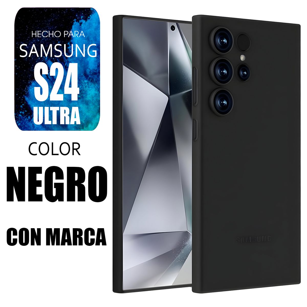 SAMSUNG - Silicone Case Para Samsung S24 Ultra Negro Con Marca