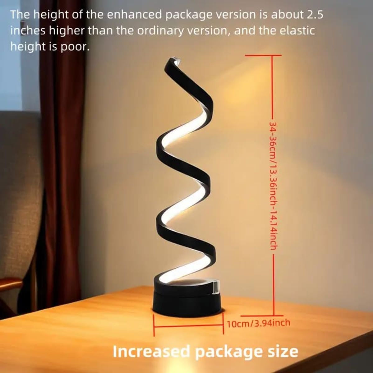 MEGIMPERU - Lámpara de Mesa en Espiral LED con Luz Ajustable Moderna y Decorativa