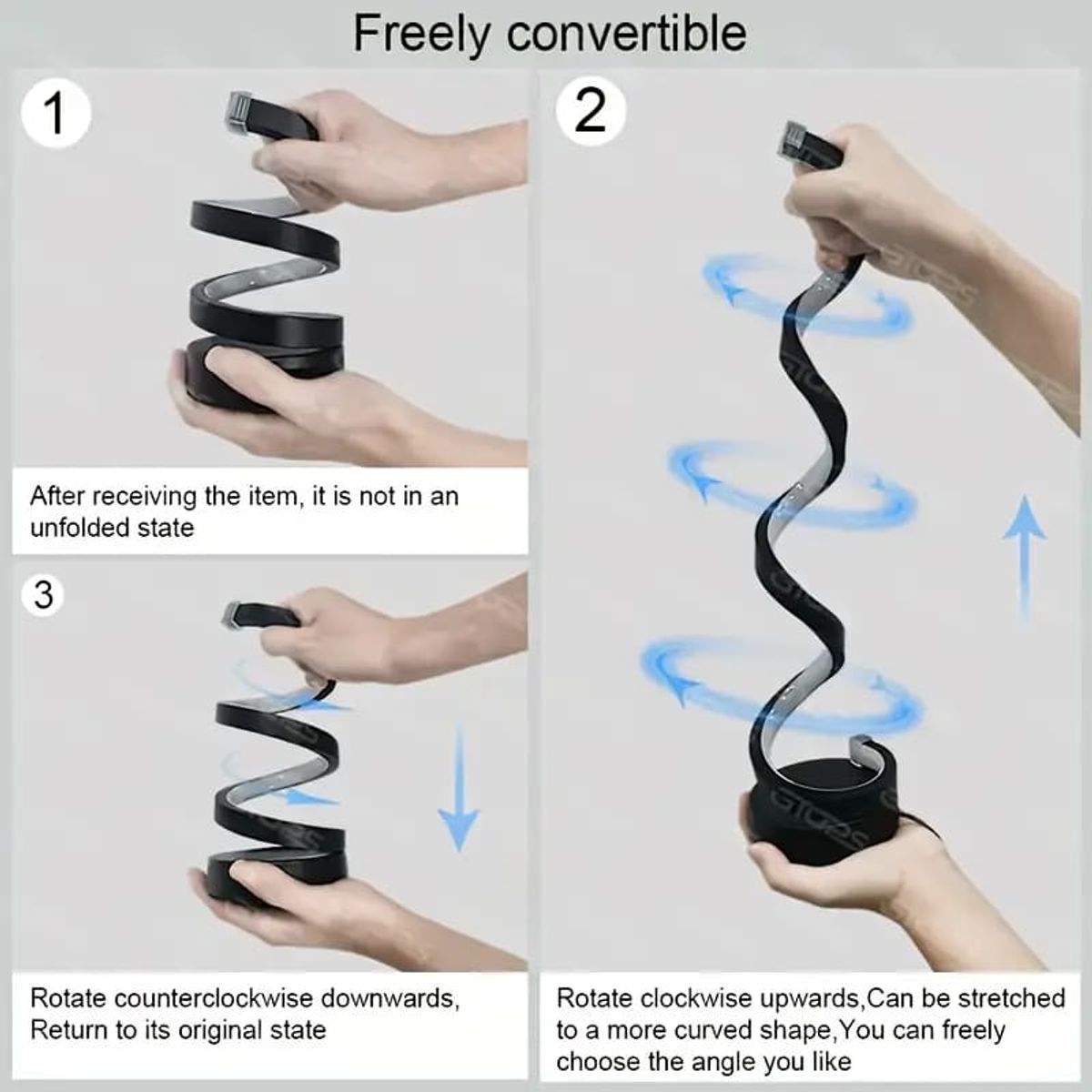 MEGIMPERU - Lámpara de Mesa en Espiral LED con Luz Ajustable Moderna y Decorativa