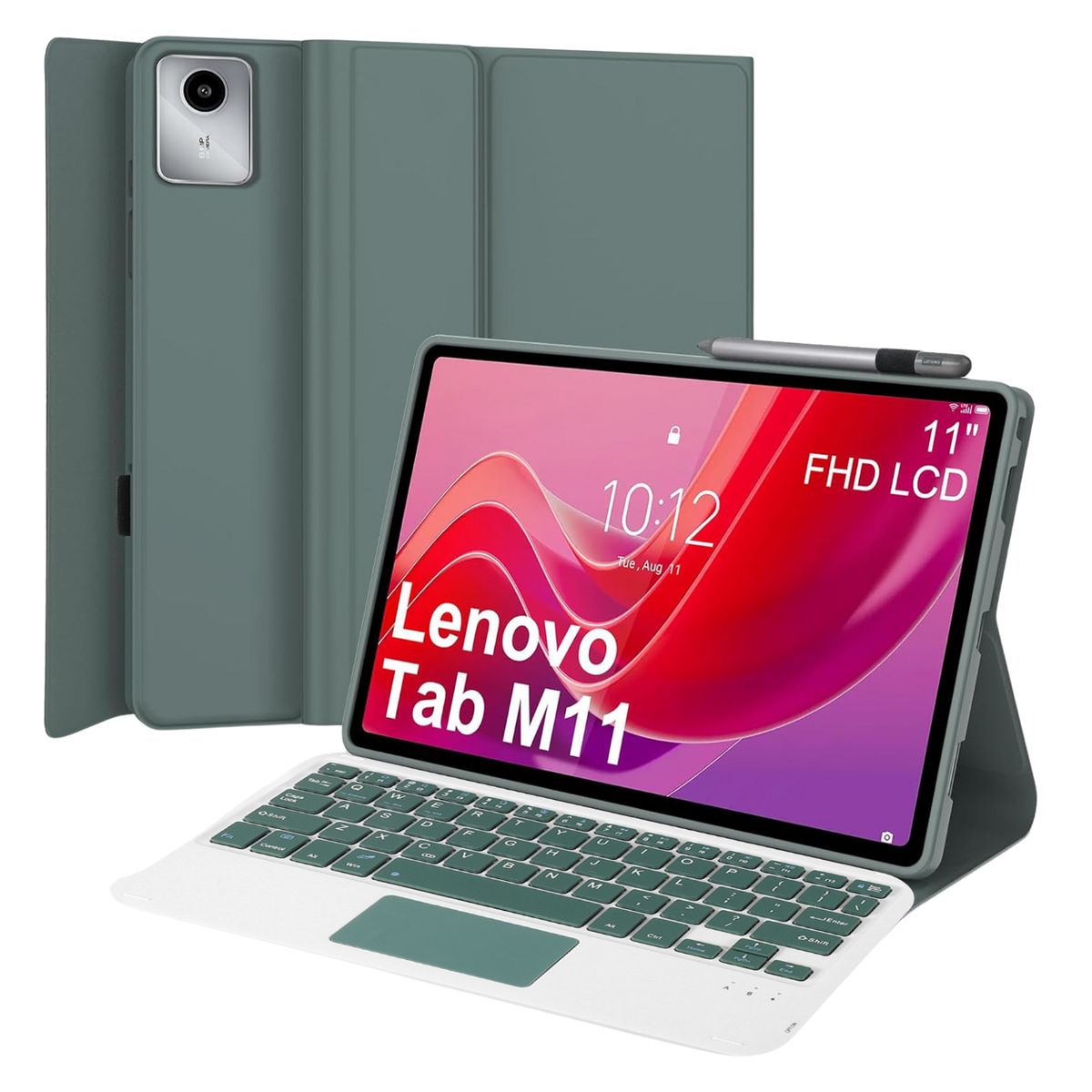 GENERICO - Funda Con Teclado Bluetooth Touchpad para Lenovo M11  K11 - VERDE