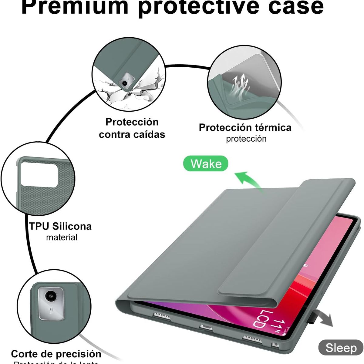 GENERICO - Funda Con Teclado Bluetooth Touchpad para Lenovo M11  K11 - VERDE