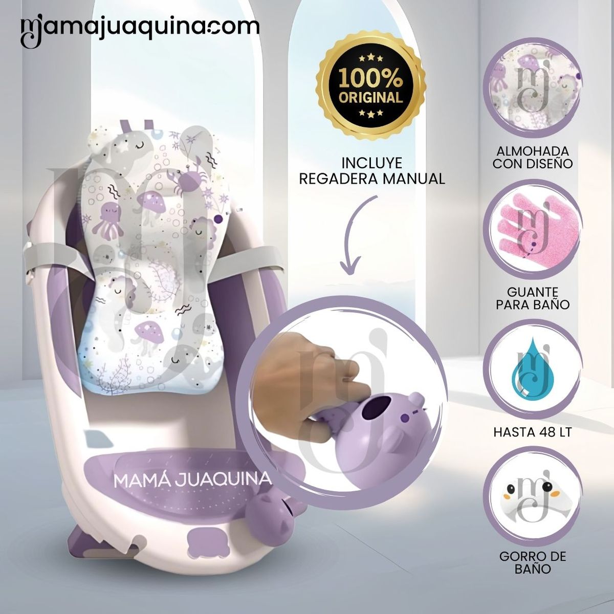 BABY - Bañera Plegable con Regadera «AQUABU» Purple