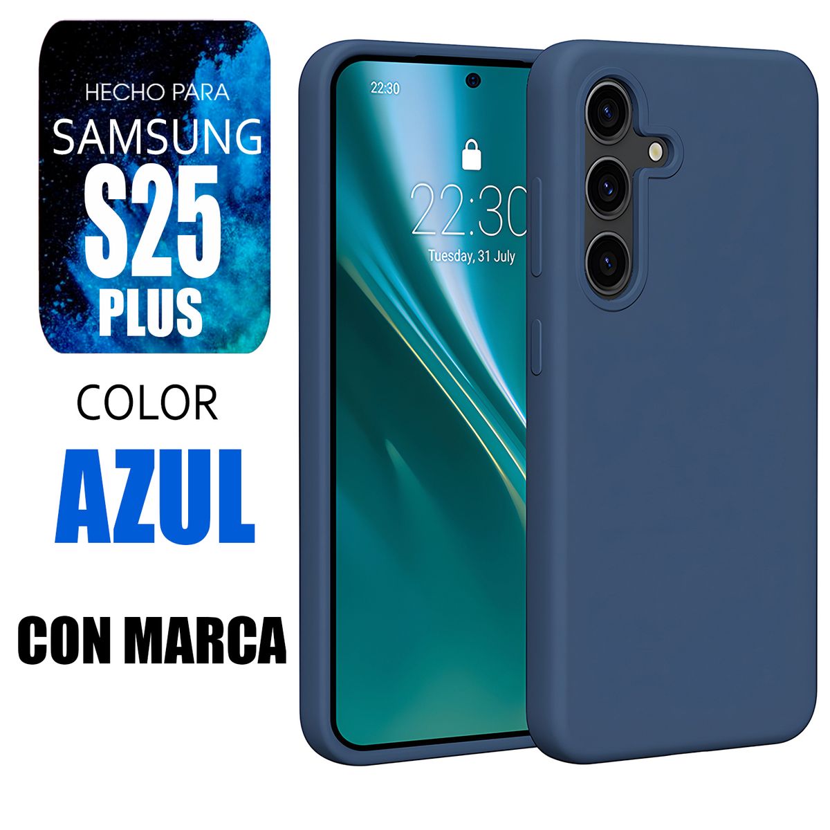 SAMSUNG - Silicone Case Para Samsung S25 Plus Azul Con Marca
