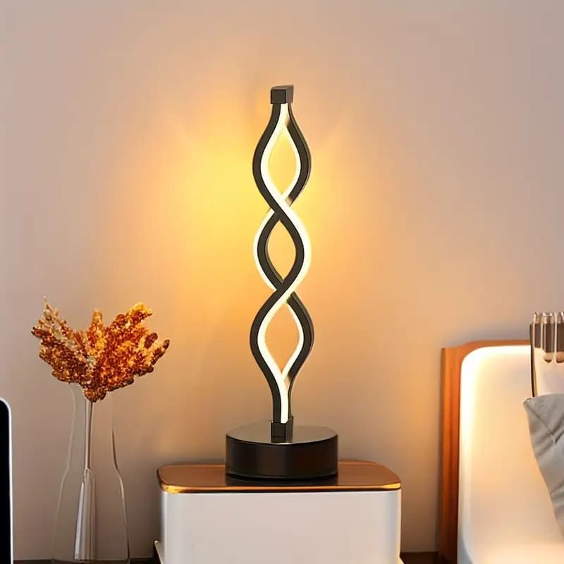MEGIMPERU - Lámpara de Mesa en Espiral LED con Luz Ajustable Estilo Europeo