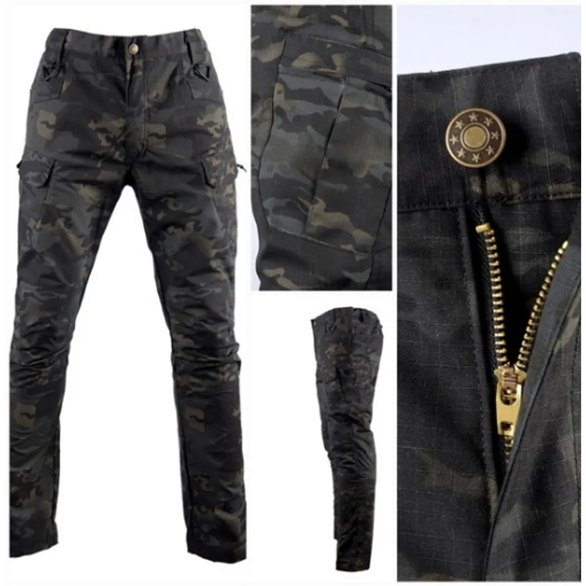 GENERICO - Pantalón Impermeable Camuflado Negro