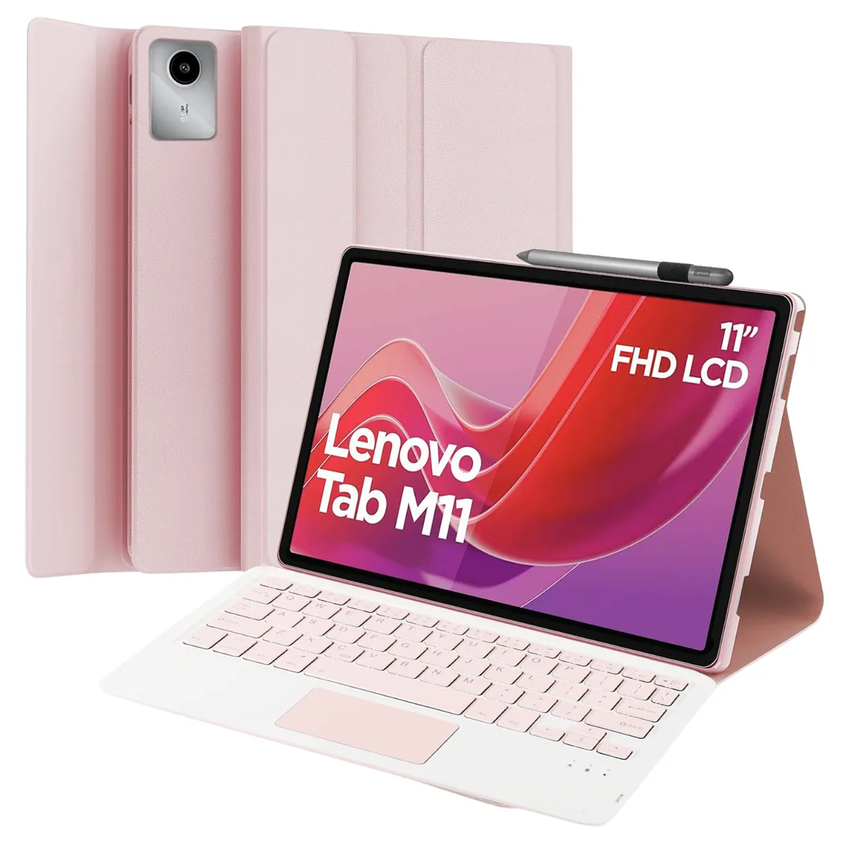 GENERICO - Funda Con Teclado Bluetooth Touchpad para Lenovo M11  K11 - ROSADO